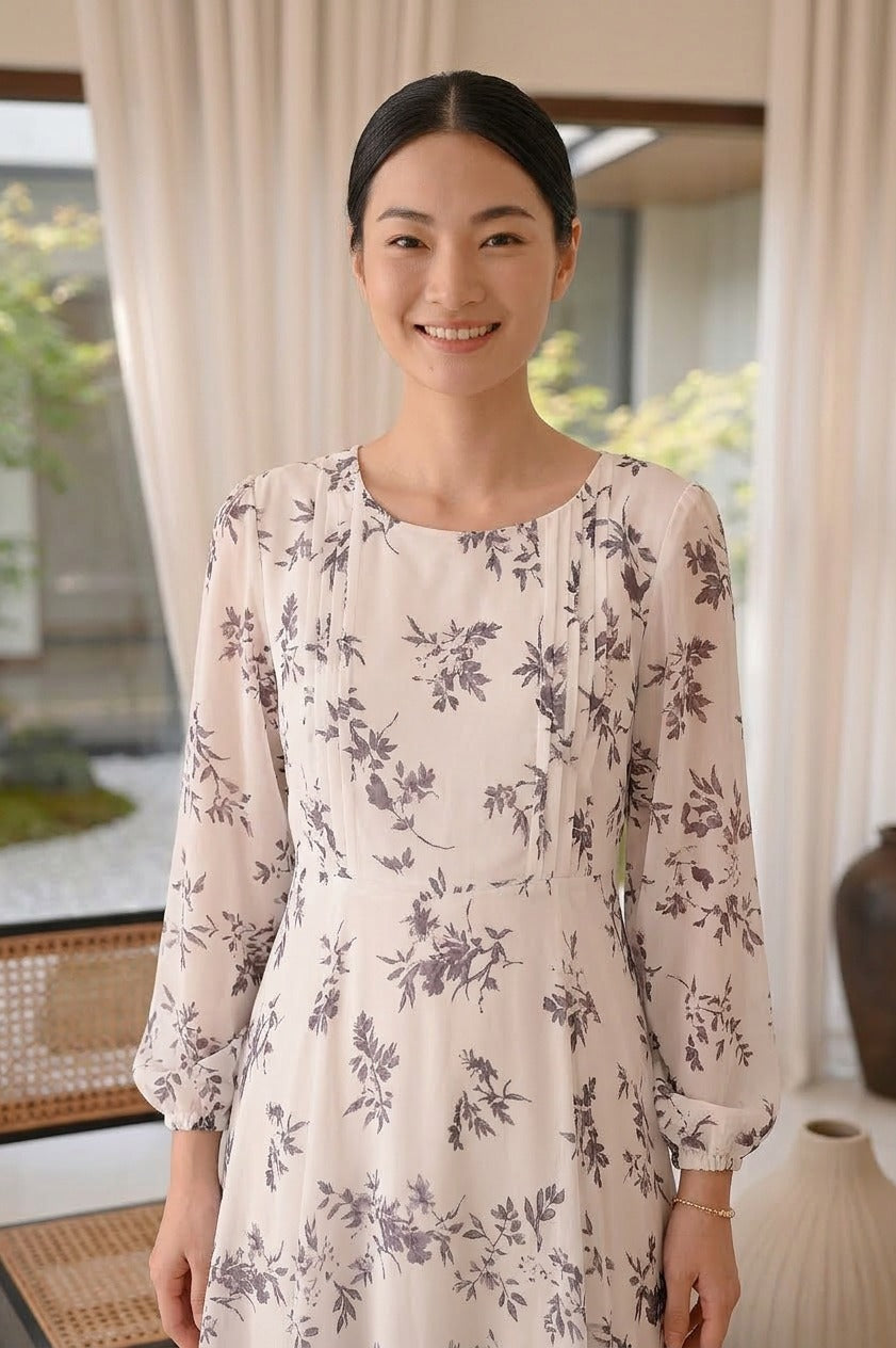 Calla Floral Long Dress by Silk and Saffron