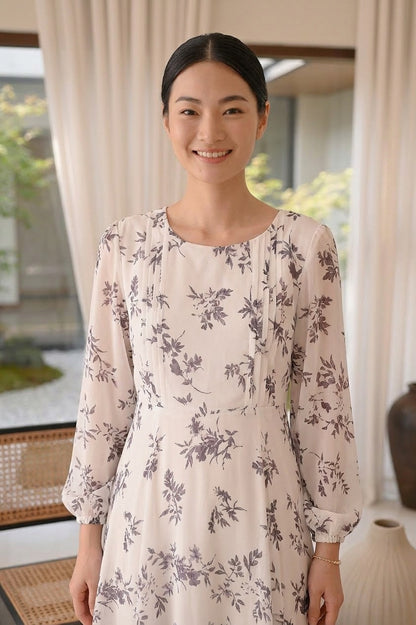 Calla Floral Long Dress by Silk and Saffron